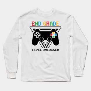 2nd Grade Level Unlocked First Day of School Video Gamer Long Sleeve T-Shirt